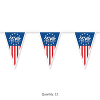 12 Pack Bulk Semiquincentennial Pennant Banner All-Weather, 10 ft