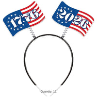 12 Pack Bulk Semiquincentennial Boppers Patriotic Headband