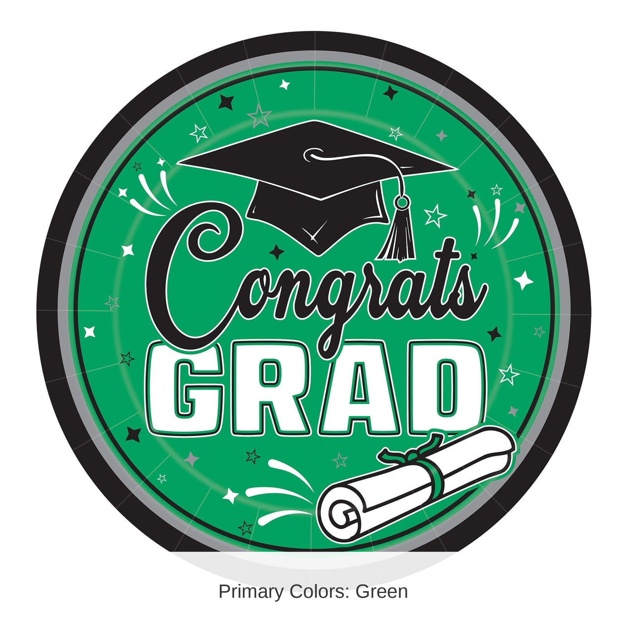 216 Pack Bulk Green  inchCongrats Grad inch 9-inch Dinner Plates