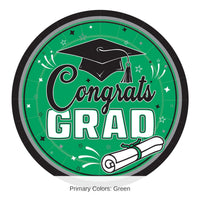 216 Pack Bulk Green  inchCongrats Grad inch 9-inch Dinner Plates