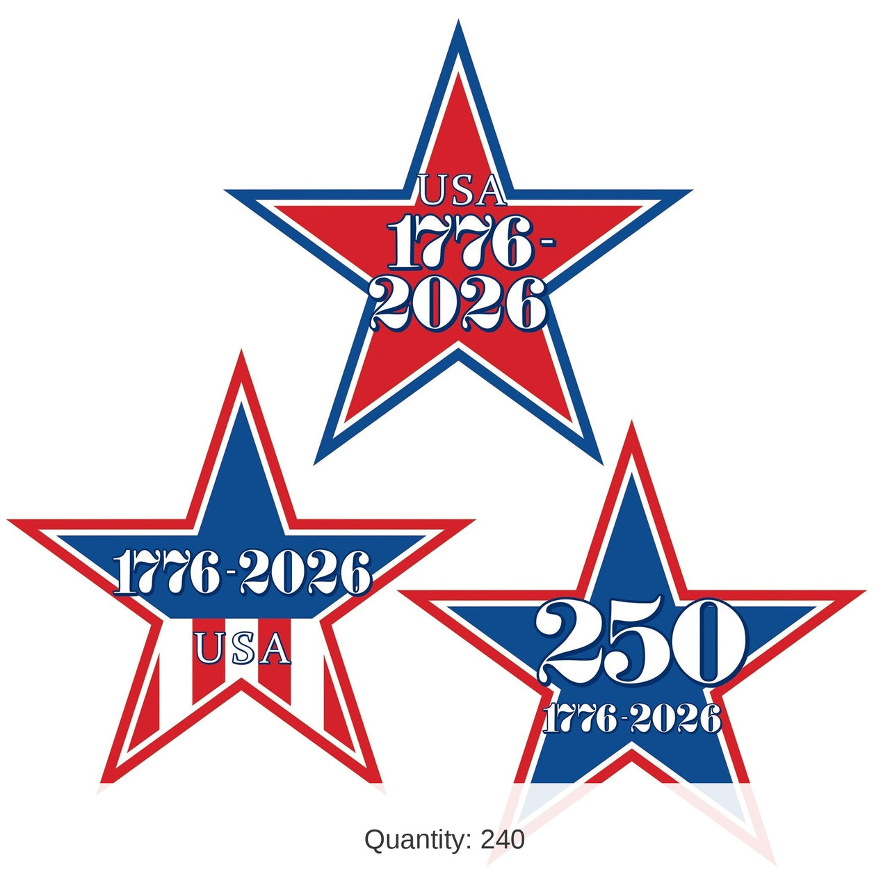 240 Pack Bulk Semiquincentennial Mini Star Cutouts Patriotic Decor