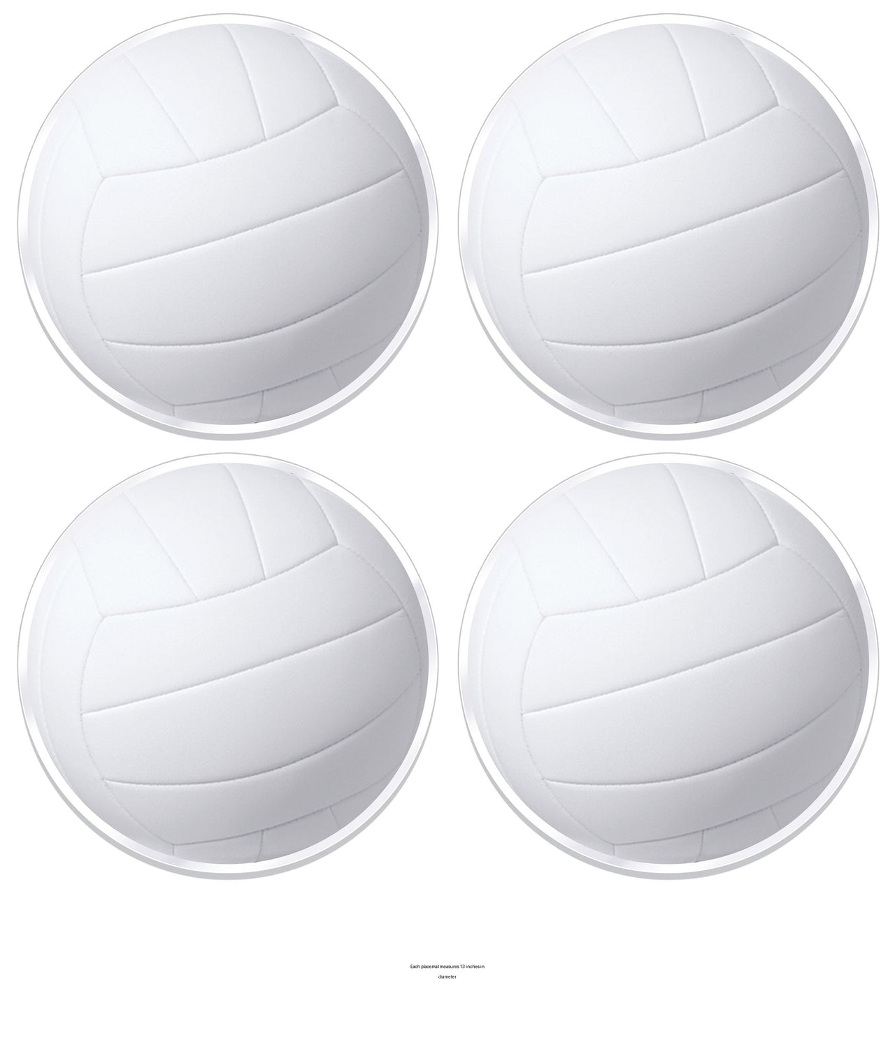 48 Pack Bulk Volleyball Round Plastic Placemats 13 inch