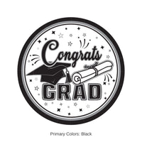 216 Pack Bulk Congrats Grad 7 inch Dessert Plates Black