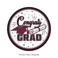 216 Pack Bulk Congrats Grad Burgundy 7 inch Dessert Plates