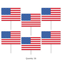 36 Pack Bulk Plastic American Flag Yard Signs Patriotic Decor