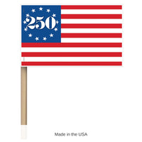 96 Pack Bulk Semiquincentennial Paper Flags 8 Pack with Wooden Sticks