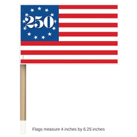 96 Pack Bulk Semiquincentennial Paper Flags 8 Pack with Wooden Sticks