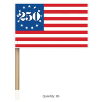 96 Pack Bulk Semiquincentennial Paper Flags 8 Pack with Wooden Sticks