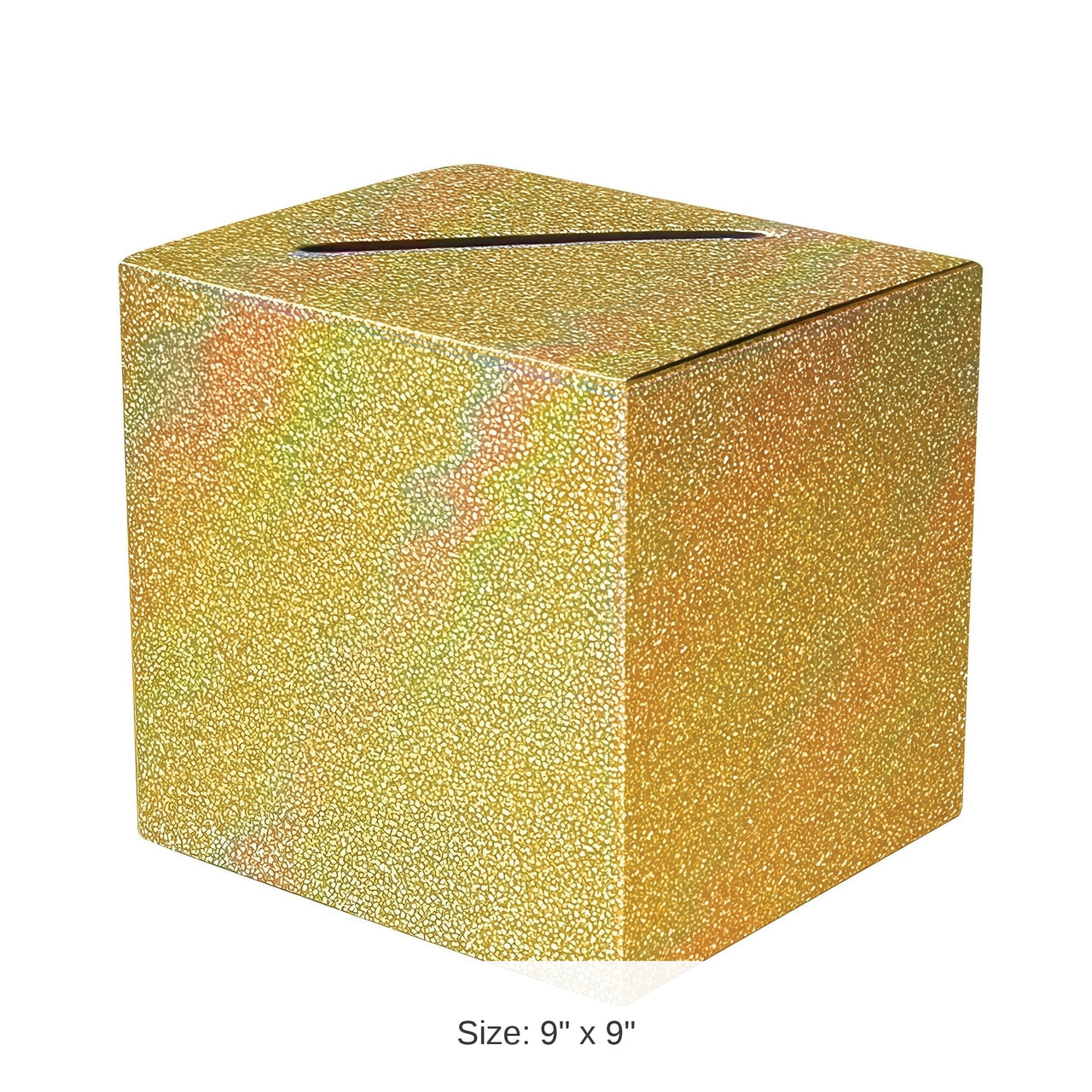 6 Pack Bulk Gold Glitter Prismatic All-Purpose Gift Card Box (9 inch x 9 inch)