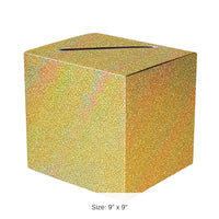 6 Pack Bulk Gold Glitter Prismatic All-Purpose Gift Card Box (9 inch x 9 inch)