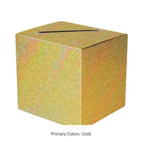6 Pack Bulk Gold Glitter Prismatic All-Purpose Gift Card Box (9 inch x 9 inch)