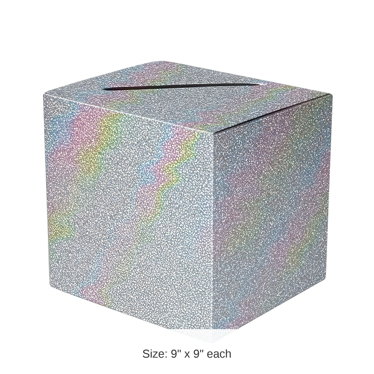 6 Pack Bulk Silver Prismatic Glitter All-Purpose Card Box 9 inch x 9 inch