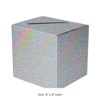 6 Pack Bulk Silver Prismatic Glitter All-Purpose Card Box 9 inch x 9 inch