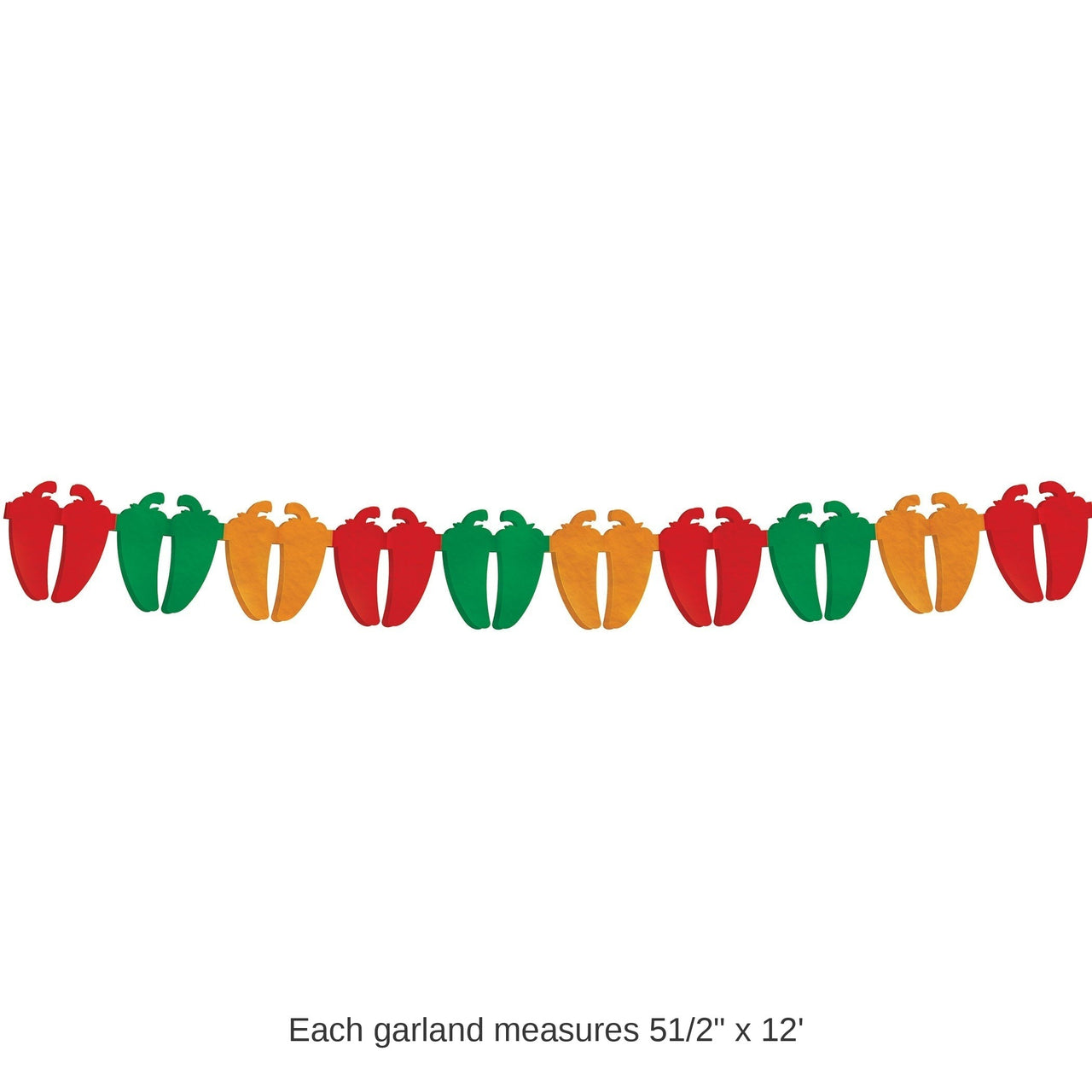 12 Pack Bulk Fiesta Chili Pepper Garland 12ft Tissue Decoration