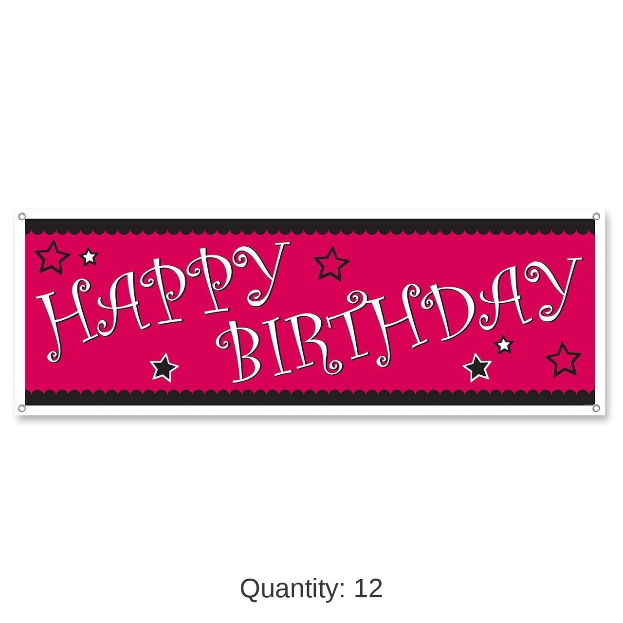 12 Pack Bulk Happy Birthday Party Sign Banner