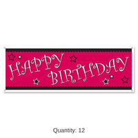 12 Pack Bulk Happy Birthday Party Sign Banner