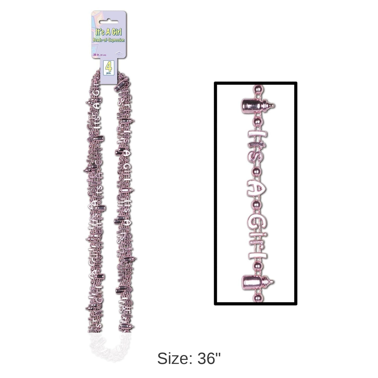 48 Pack Bulk It's A Girl Bead Necklaces
