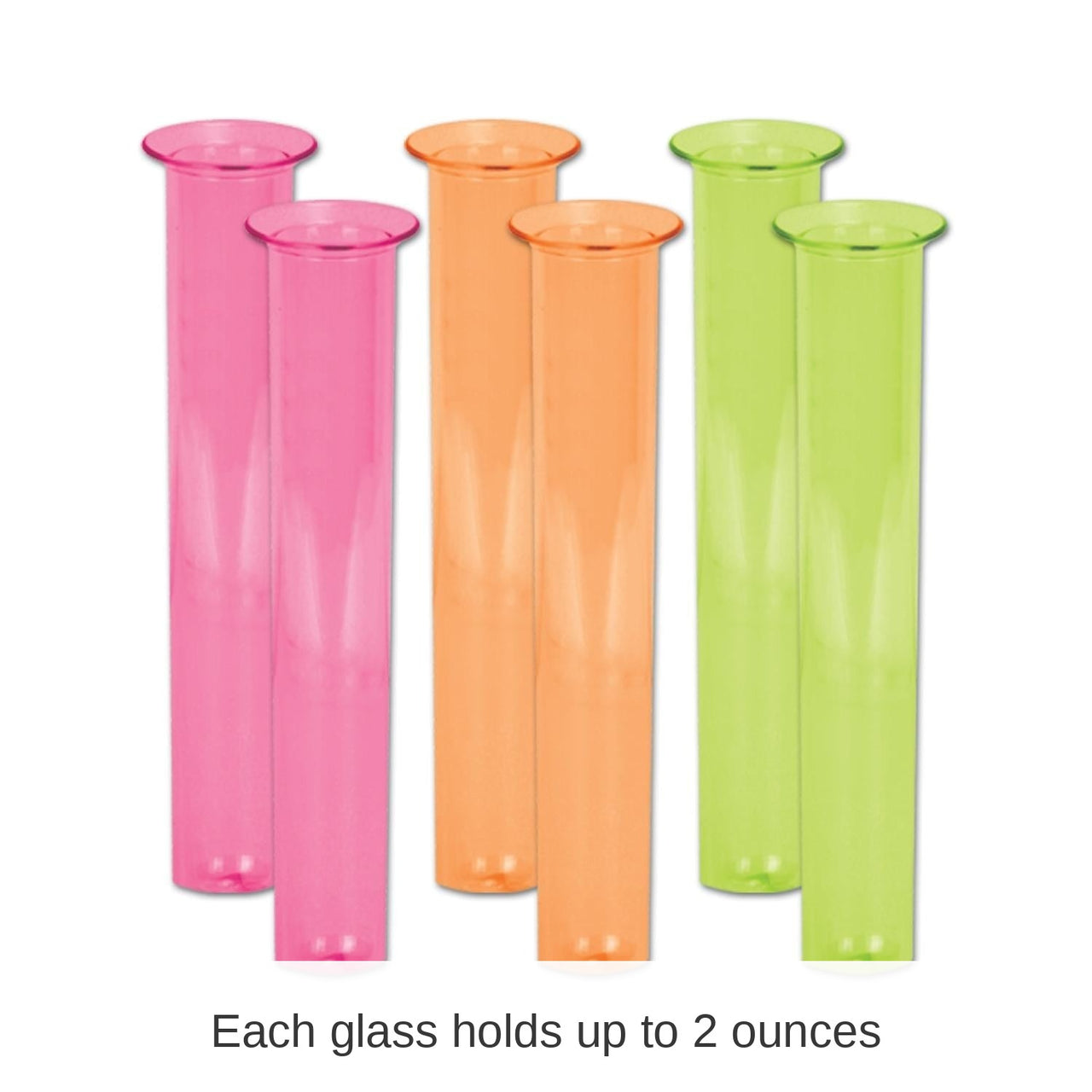 72 Pack Beistle Luau Party Neon Test Tube Shot Glasses