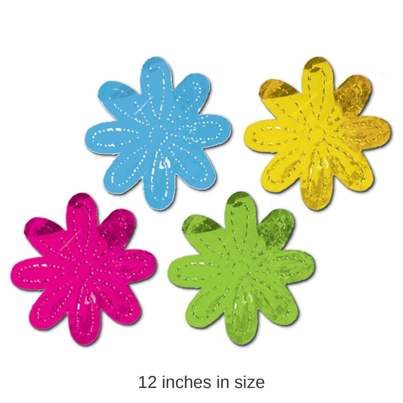 48 Piece Bulk Metallic Flower Party Silhouettes