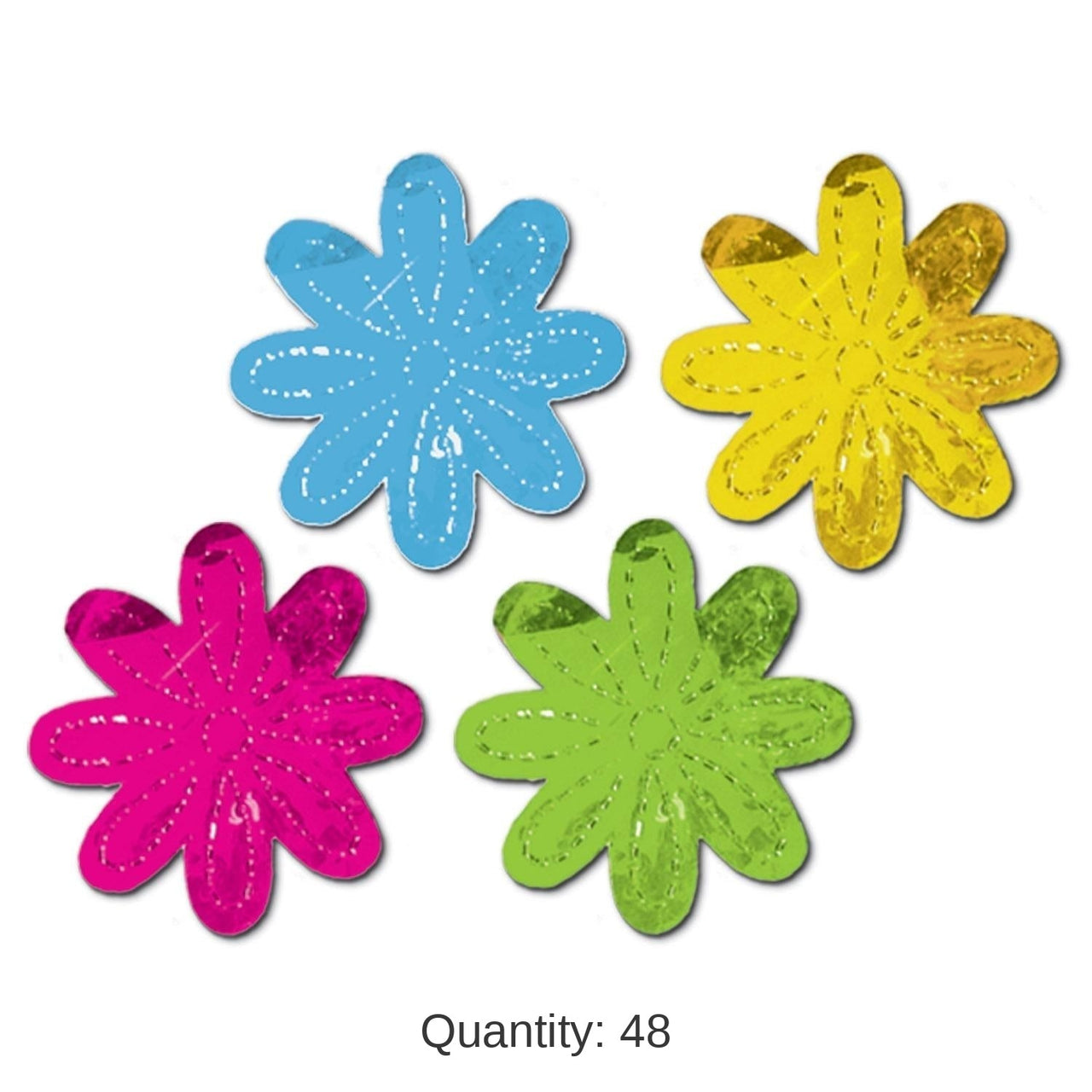 48 Piece Bulk Metallic Flower Party Silhouettes