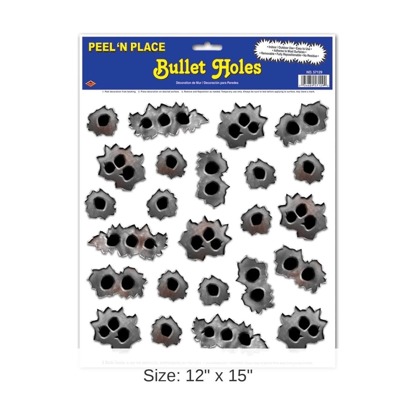 288 Piece Bulk Bullet Holes Party Peel 'N Place Clings
