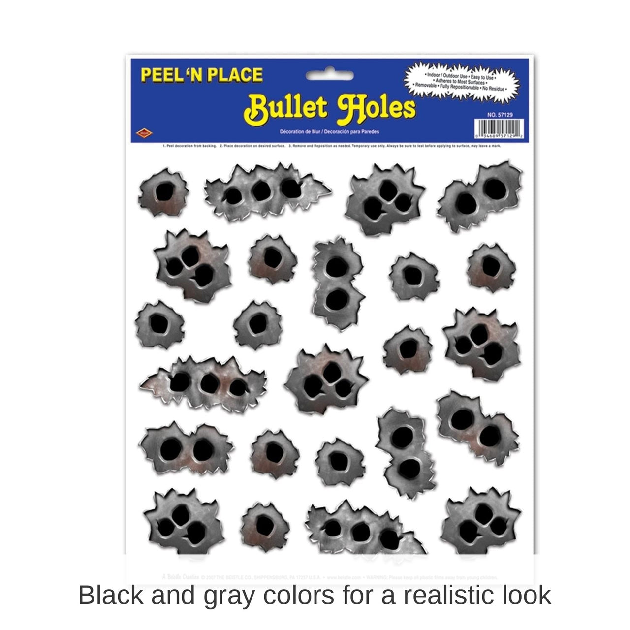 288 Piece Bulk Bullet Holes Party Peel 'N Place Clings