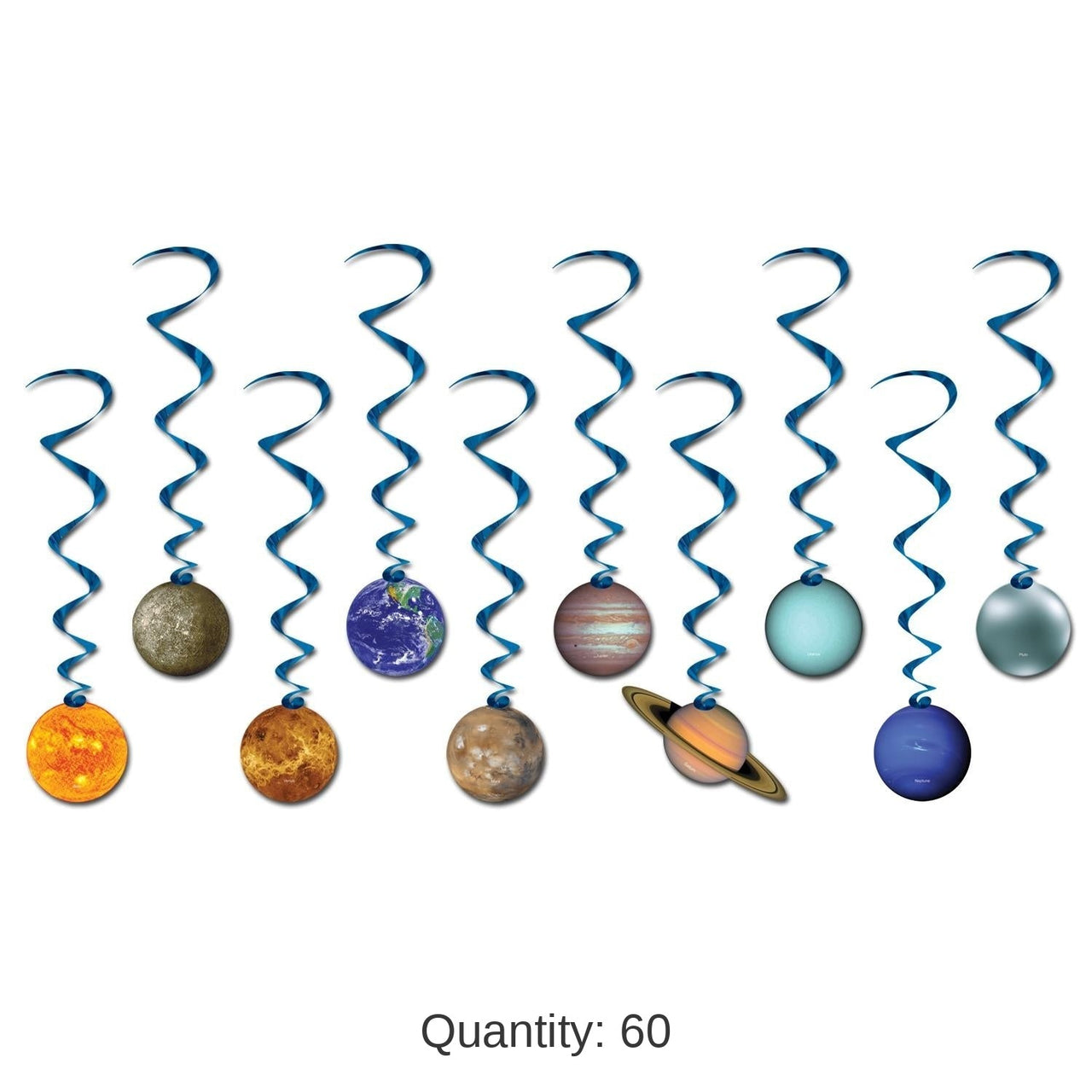 60 Piece Bulk Solar System Party Whirls