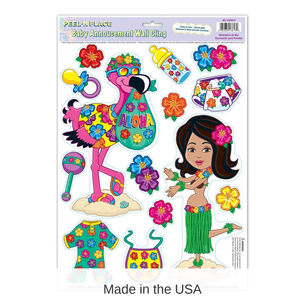 168 Piece Bulk Hula Baby Peel 'N Place Clings