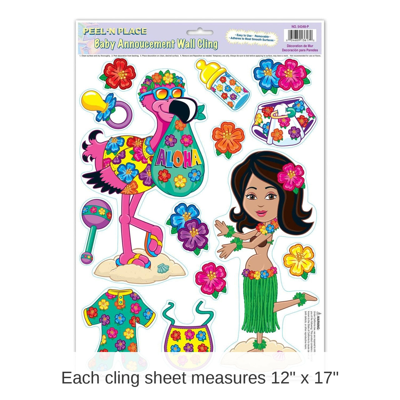 168 Piece Bulk Hula Baby Peel 'N Place Clings