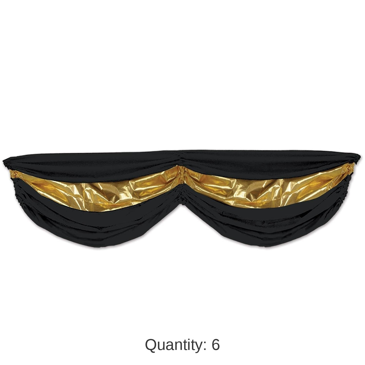 6 Pack Bulk Black/Gold Fabric Party Bunting