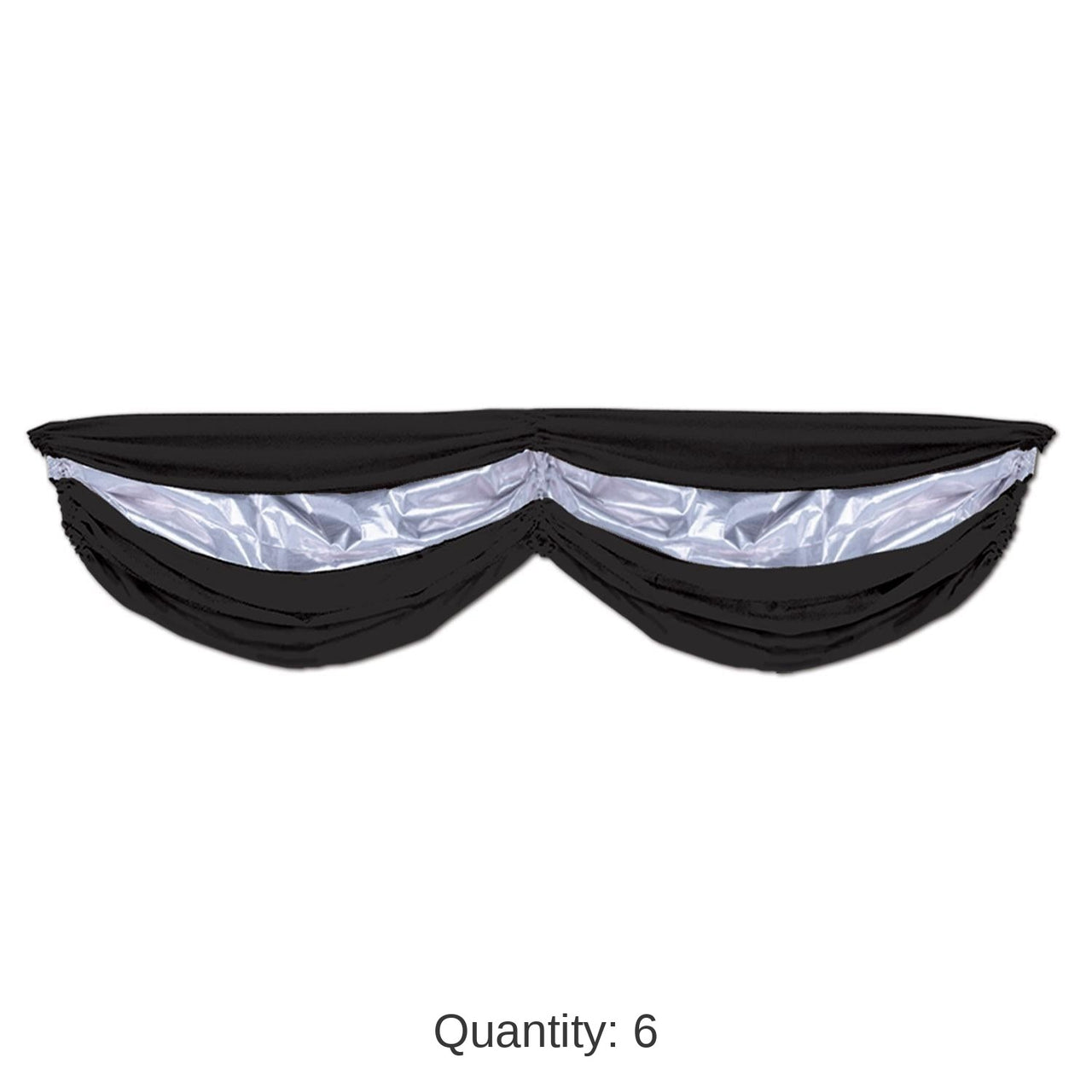 6 Pack Bulk Black/Silver Party Fabric Bunting