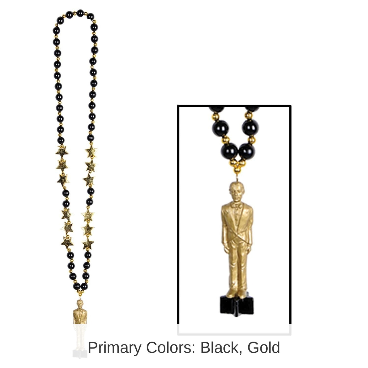 12 Pack Bulk Party Bead Necklaces with Awards Night Statuette