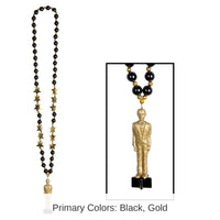 12 Pack Bulk Party Bead Necklaces with Awards Night Statuette