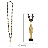 12 Pack Bulk Party Bead Necklaces with Awards Night Statuette