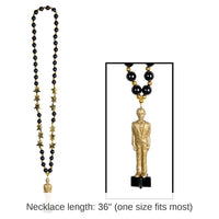 12 Pack Bulk Party Bead Necklaces with Awards Night Statuette