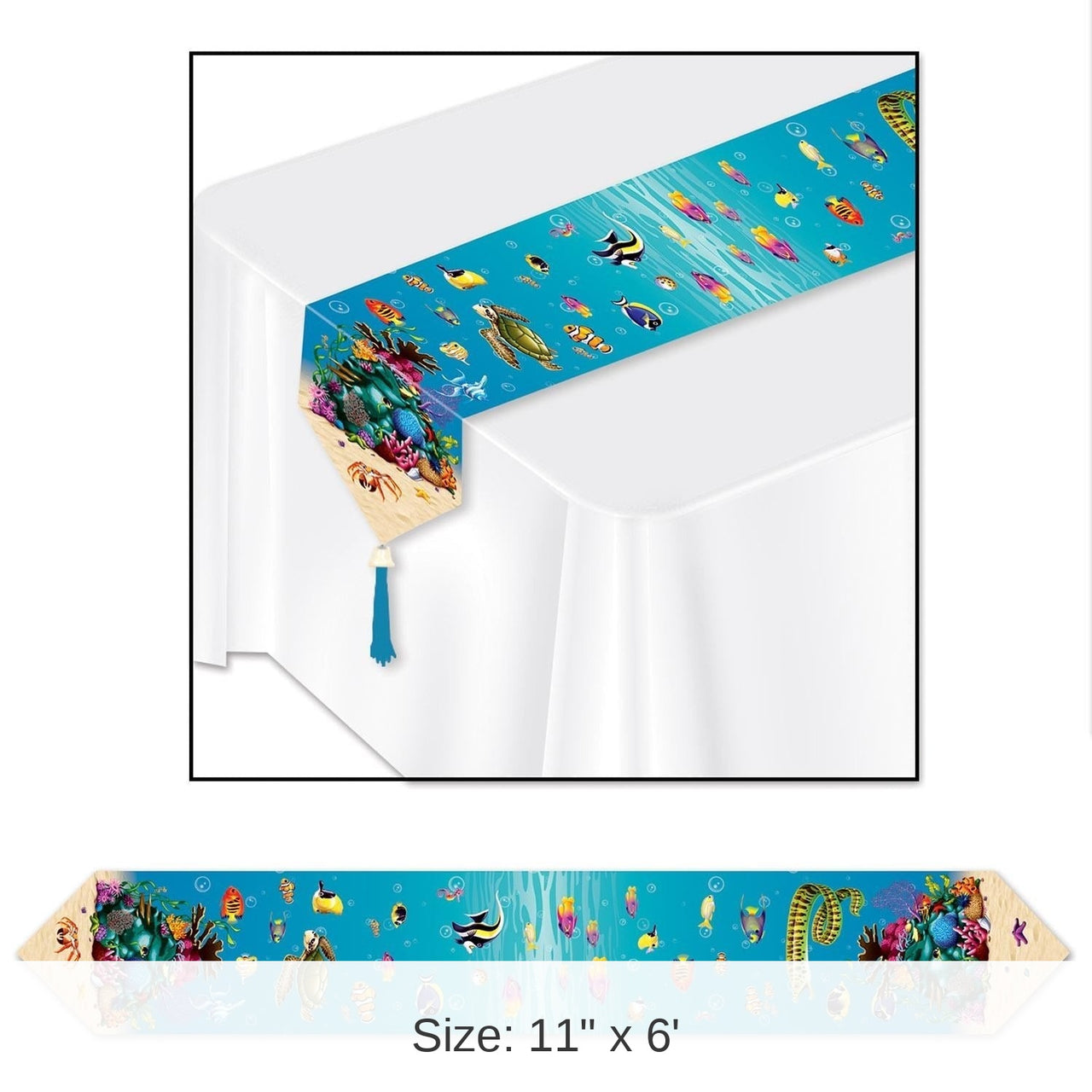 12 Pack Bulk Printed Under The Sea Paper Party Table Runner