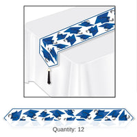 12 Pack Bulk Printed Grad Cap Graduation Party Paper Table Runner - blue