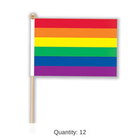 12 Pack Bulk 6 Inch- Rainbow Party Flag - Fabric
