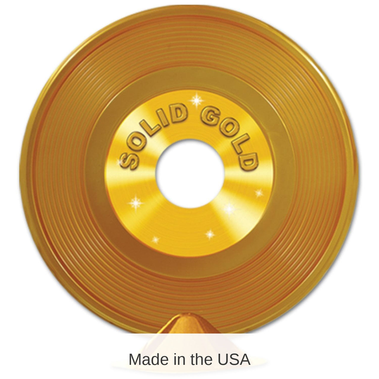 12 Pack Bulk Gold Plastic Record Party Centerpiece