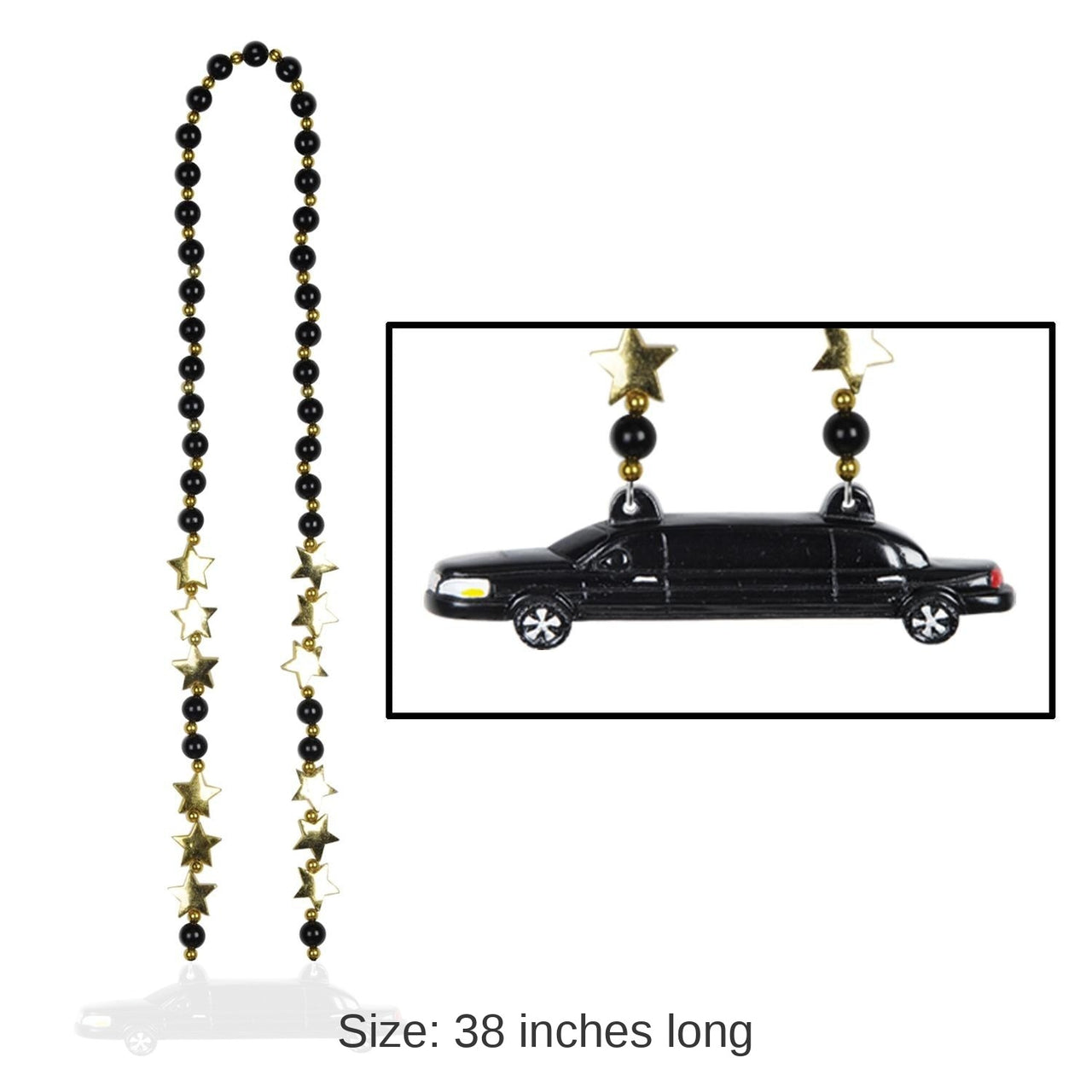 12 Pack Bulk Party Bead Necklaces with Limo Medallion