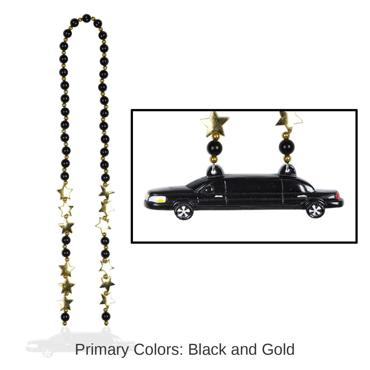 12 Pack Bulk Party Bead Necklaces with Limo Medallion