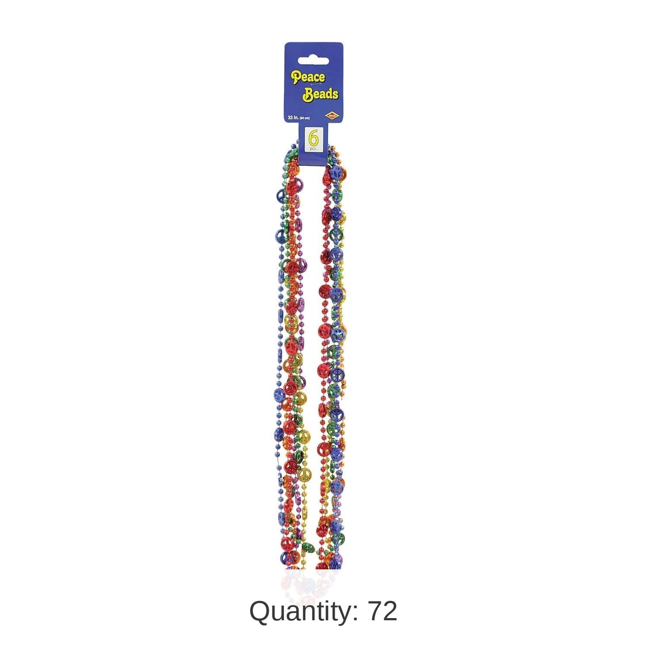 72 Pack Bulk Peace Sign Party Bead Necklaces