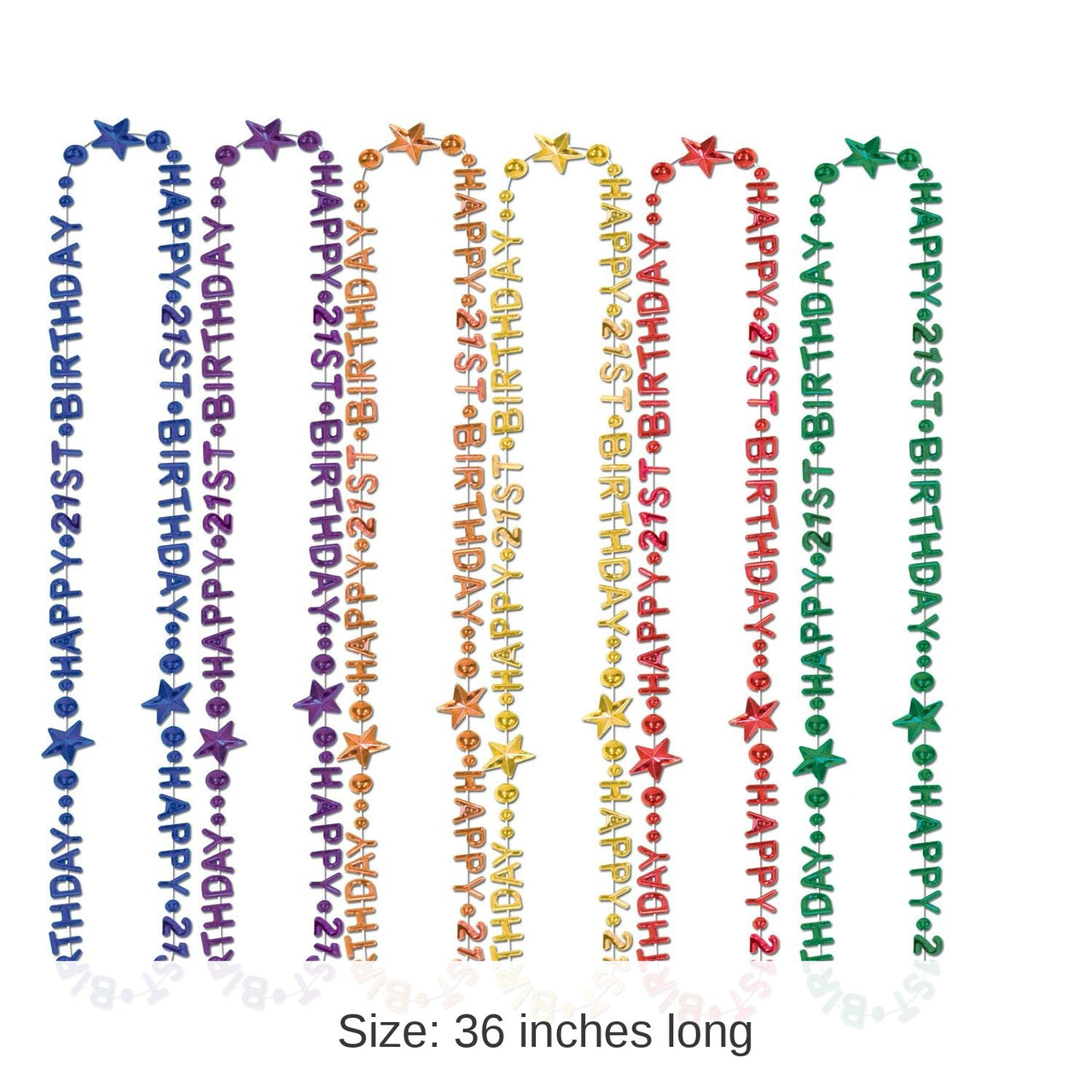 12 Pack Bulk 21st Birthday Party Bead Necklaces