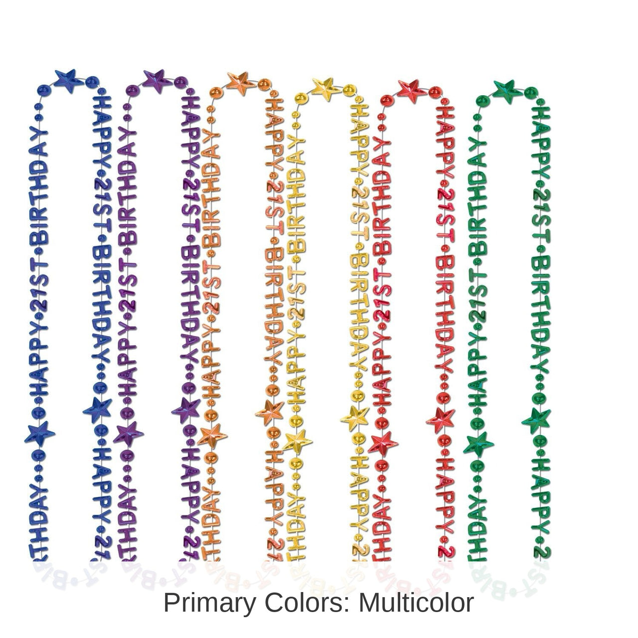 12 Pack Bulk 21st Birthday Party Bead Necklaces
