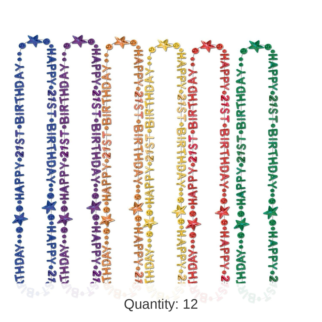 12 Pack Bulk 21st Birthday Party Bead Necklaces