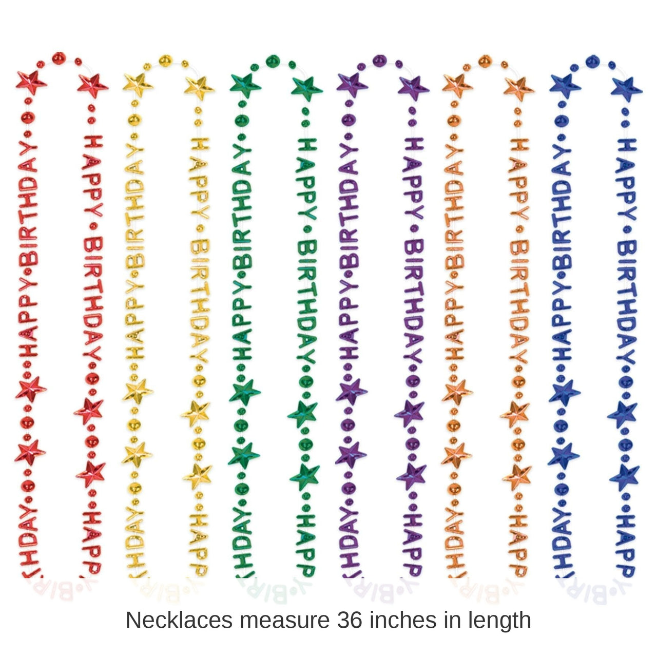 12 Pack Bulk Happy Birthday Bead Necklaces