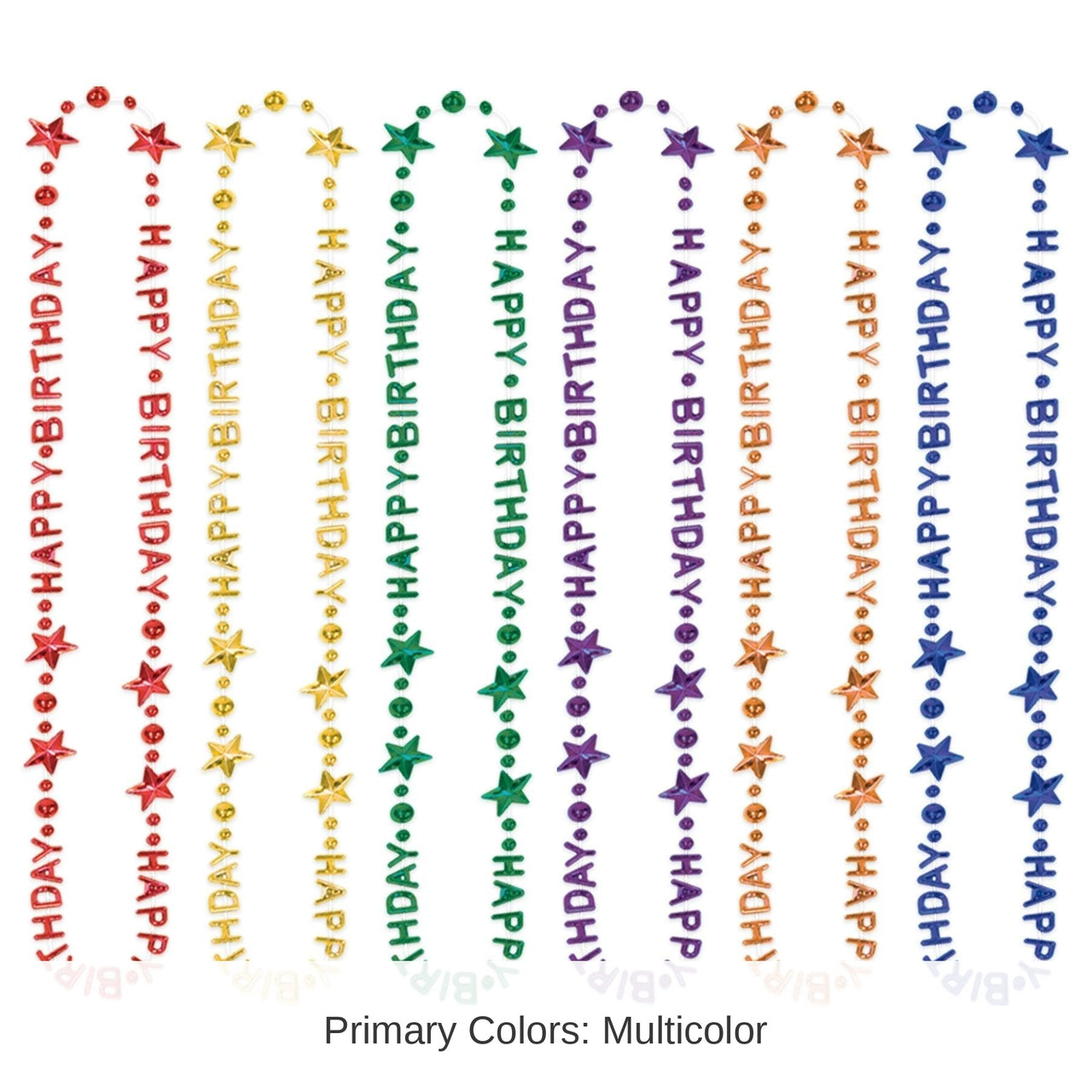 12 Pack Bulk Happy Birthday Bead Necklaces