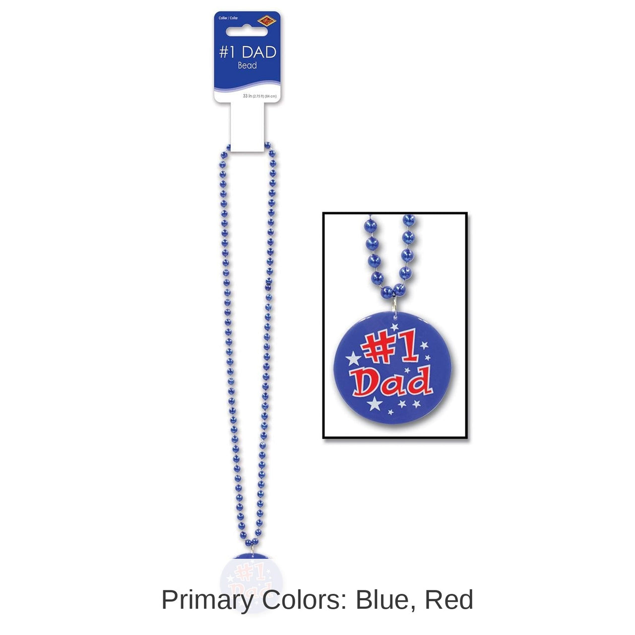 12 Pack Bulk Father's Day Bead Necklaces with Printed #1 Dad Medallion