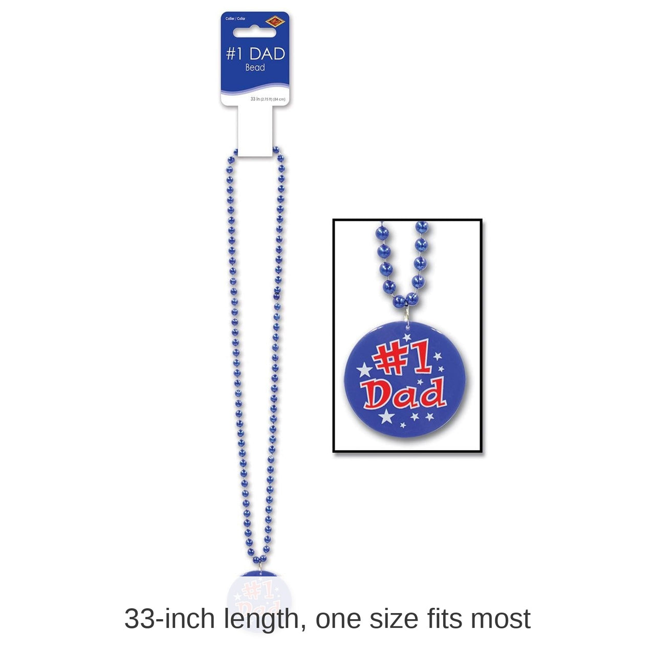 12 Pack Bulk Father's Day Bead Necklaces with Printed #1 Dad Medallion