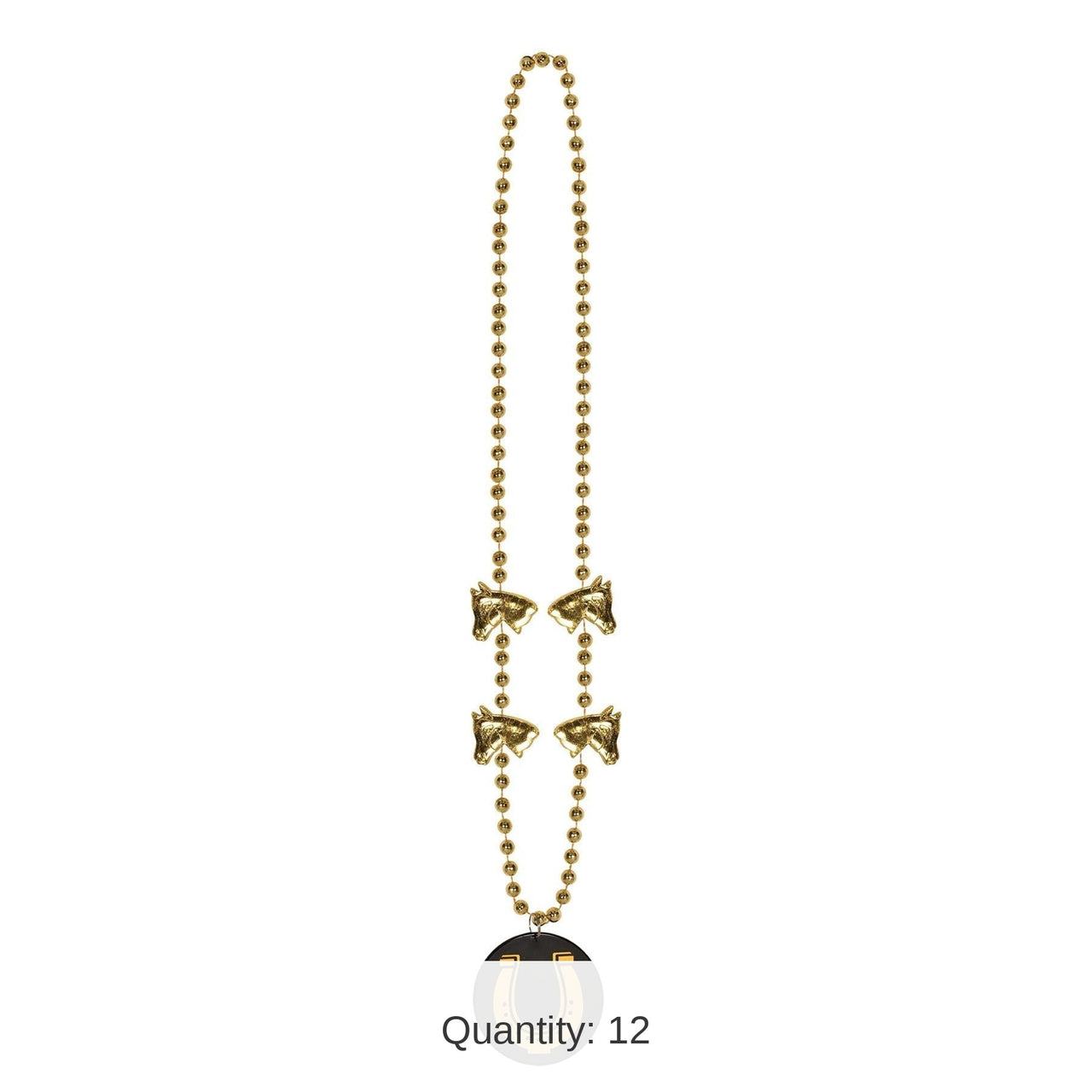12 Pack Bulk Party Bead Necklaces with Horseshoe Medallion